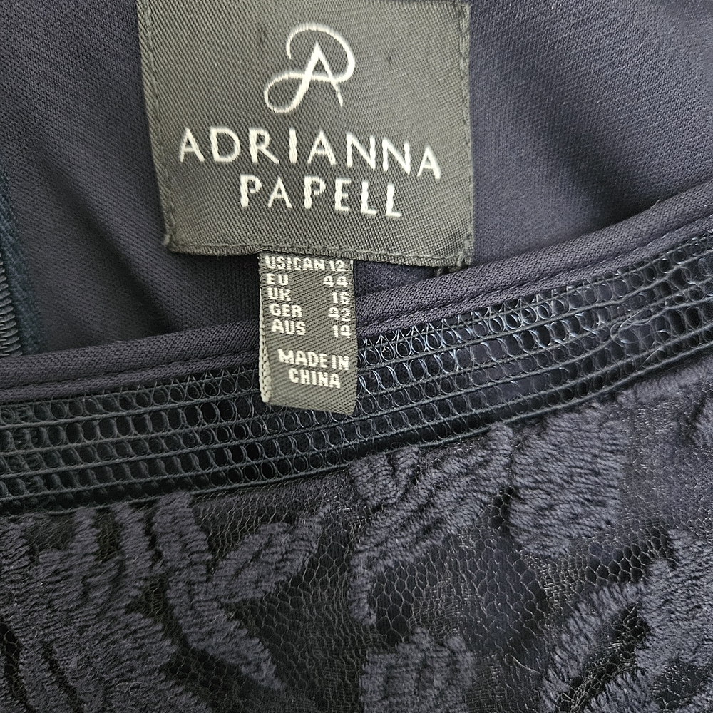 Adrianna Papell Women's Navy Embroidered Lace A-Line Fit & Flare Dress - Picture 5 of 7